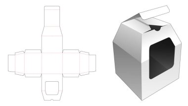 Pencereli üst trapezoid ambalajı die cut şablonu