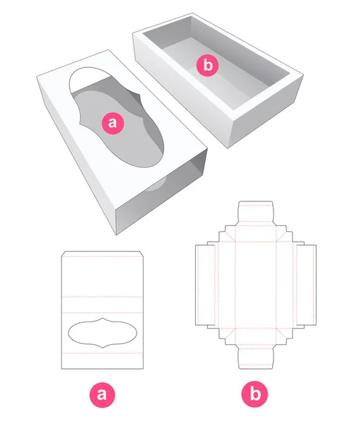 Emballage Coulissant Avec Couvercle Qui Courbe Fenêtre Die Cut Template — Image vectorielle