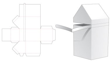 Fermuarlı uzun ev şekilli kutu ölüm şablonu