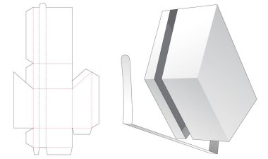 Zipping sloped box die cut template