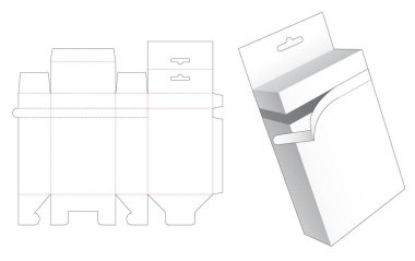 Zipping box with hanging hole die cut template