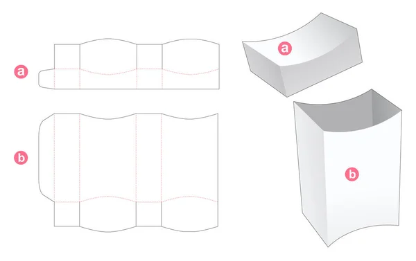 Top Bottom Curved Box Lid Die Cut Template — Stok Vektör