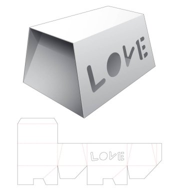 Aşk sözcüğü pencereli sandık şekli kesme şablonu