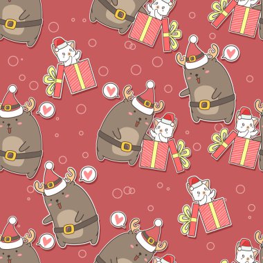 Kusursuz desenli kedi Noel için kutuda.