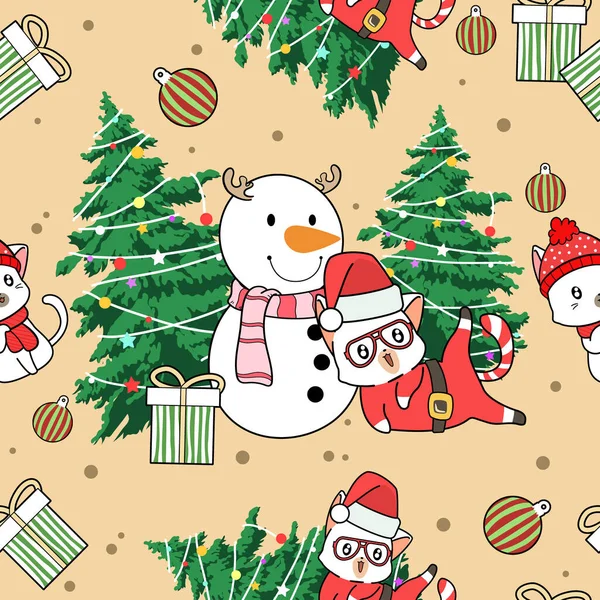 Nahtlose Muster Weihnachten Cartoon — Stockvektor