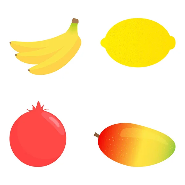 四个水果图标集 矢量说明 — 图库矢量图片