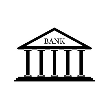 Banka binası simgesi beyaz arkaplanda izole edildi. Vektör illüstrasyonu