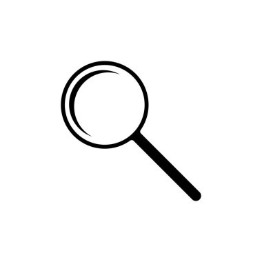 Büyüteç simgesi beyaz arkaplanda izole edildi. Vektör illüstrasyonu