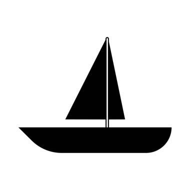 Yelkenli teknesi simgesi beyaz arka planda izole edildi. Vektör illüstrasyonu