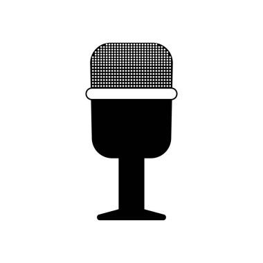 Beyaz arkaplanda izole edilmiş mikrofon simgesi. Vektör illüstrasyonu