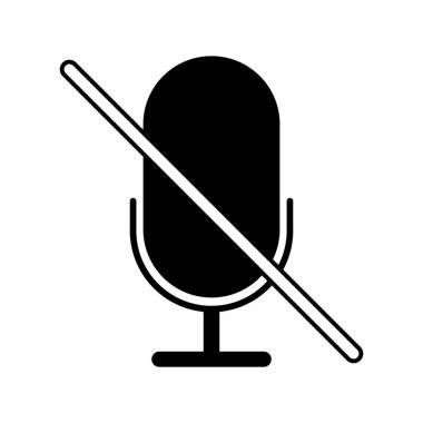 Mikrofon sessiz simgesi beyaz arkaplanda izole edildi. Vektör illüstrasyonu