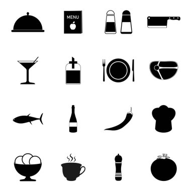 Restoran ikonu seti. Vektör illüstrasyonu