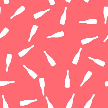 Şarap şişesiyle kusursuz desen. Vektör illüstrasyonu