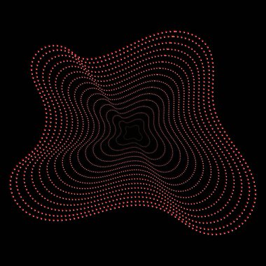 Siyah arkaplanda soyut dalgalı nesne. Vektör illüstrasyonu