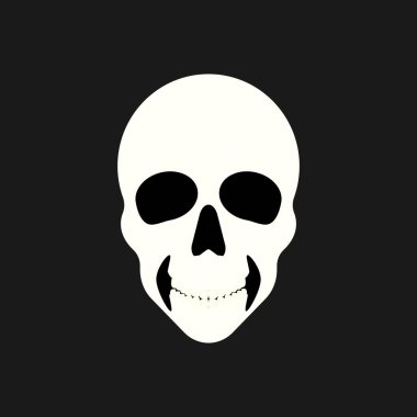 Kafatası simgesi siyah arkaplanda. Vektör illüstrasyonu