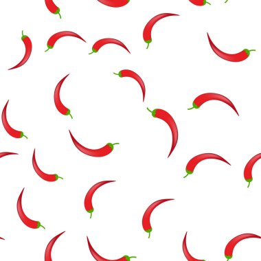 Beyaz arka planda kırmızı biberli kusursuz desen. Vektör illüstrasyonu