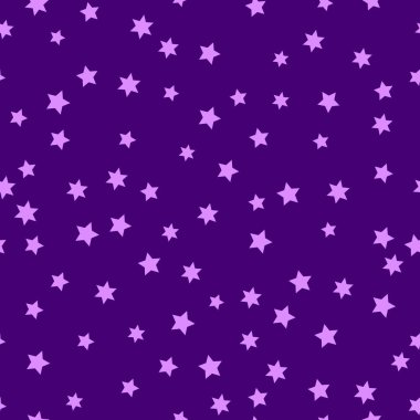Pembe arka planda yıldızlar olan kusursuz bir desen. Vektör illüstrasyonu