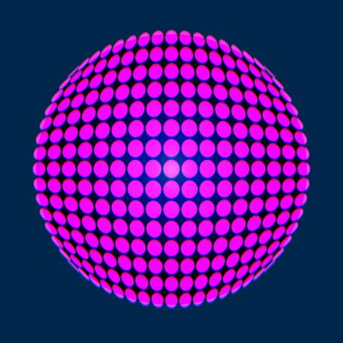 Siyah arka planda pembe şekilli daire. Vektör illüstrasyonu