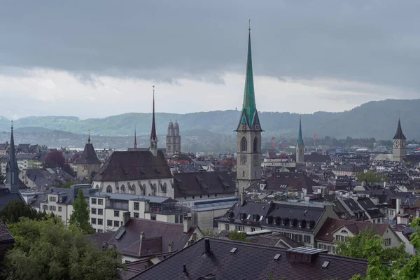 Lanskap Kota Tua Dari Bukit Universitas Zurich Swiss — Stok Foto