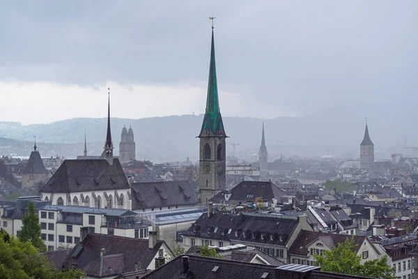 Pemandangan Zurich Tengah Hujan Dan Awan Swiss — Stok Foto