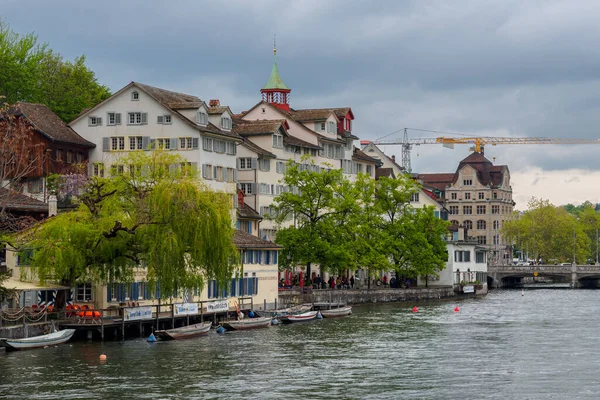 Rumah Rumah Sungai Limmat Zurich Swiss — Stok Foto