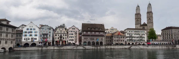 Pemandangan Panorama Pantai Limmat Zurich Swiss — Stok Foto