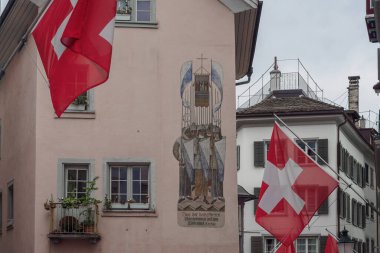 Eski şehrin duvarındaki duvar resmi.