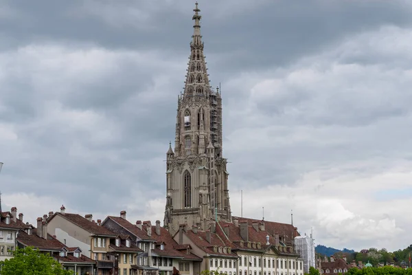 Bell Tower Bern Minster Cathedral Švýcarsko — Stock fotografie