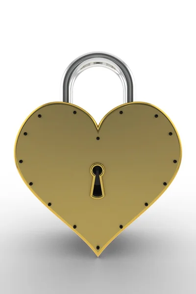 Замок в форме сердца с открытым ключом . — стоковое фото