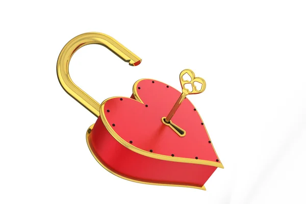 Castle in heart-shaped open key. — Stock Photo, Image