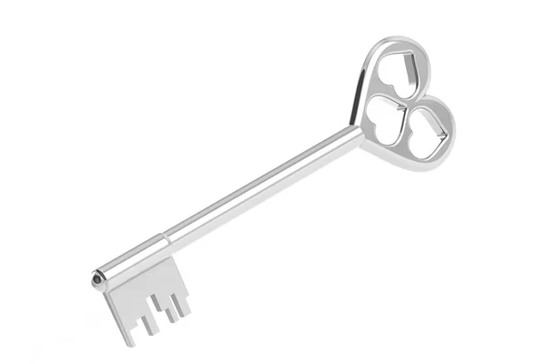 3D illustration silver key. — Stock Photo, Image