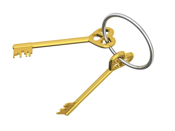 3D illustratie gouden sleutels. — Stockfoto