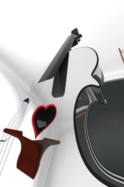 3D illustratie van een viool, muziekinstrument. — Stockfoto