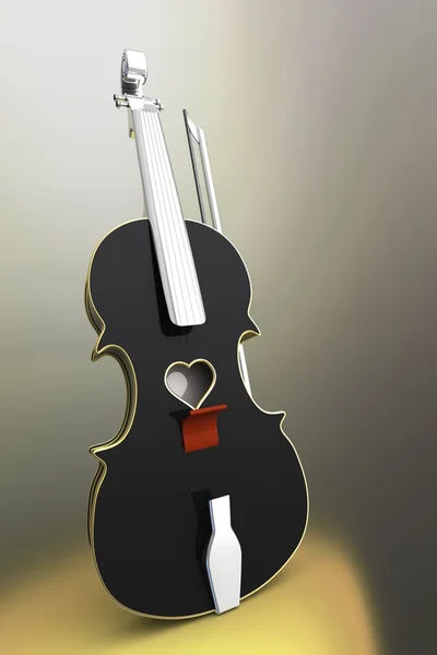Ilustración 3D de un violín, instrumento musical . —  Fotos de Stock