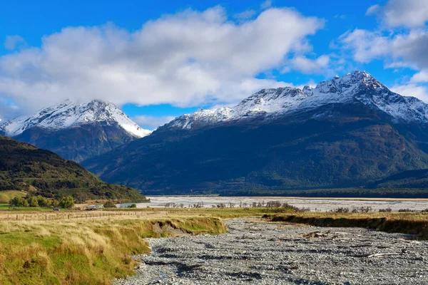 Vallée Rivière Dart Dans Île Sud Nouvelle Zélande Regardant Vers — Photo