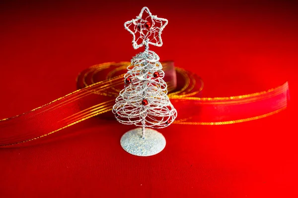 Composição Natal Com Decorações Sazonais Ornamentos Fundo Natal Colorido Conceito — Fotografia de Stock