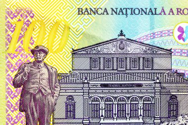 Ley banknotlarının detaylarına özen göster. Romanya lei banknotlarının makro detaylarını kapat, 100 lei izole edilmiş. Dünya para kavramı, enflasyon ve ekonomi kavramı