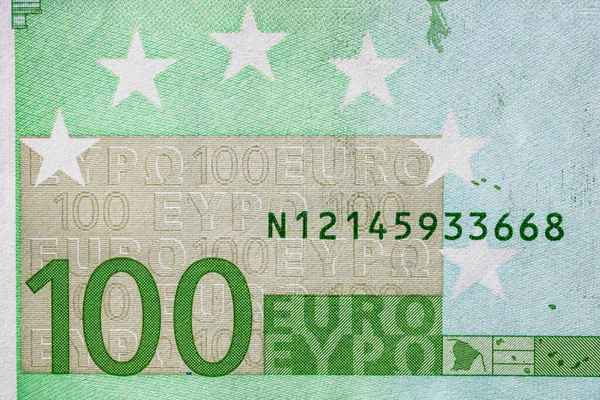 Selektywny Nacisk Szczegóły Dotyczące Banknotów Euro Zbliżenie Makro Szczegóły Banknotów — Zdjęcie stockowe