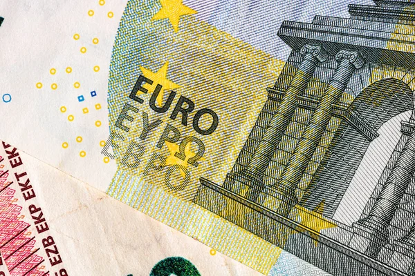 Detail Peněz Eurobankovky Pozadí Peněz Euro Izolované — Stock fotografie