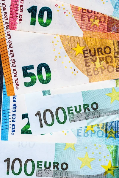 Primer Plano Los Billetes Euros Antecedentes Los Billetes Euros Aislados —  Fotos de Stock