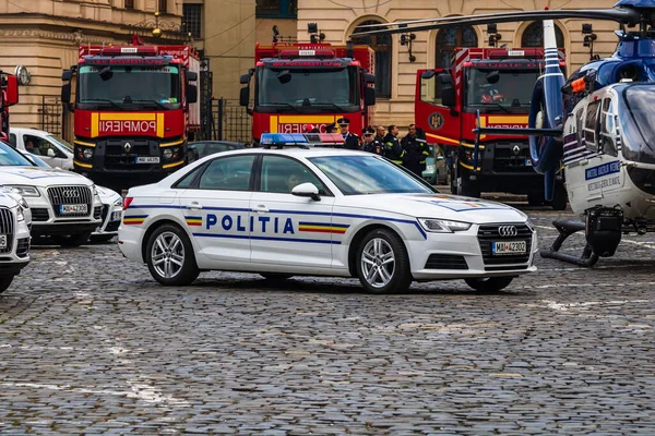 Современная Полицейская Машина Audi Румынская Полиция Politia Rutiera Специальном Вмешательстве — стоковое фото