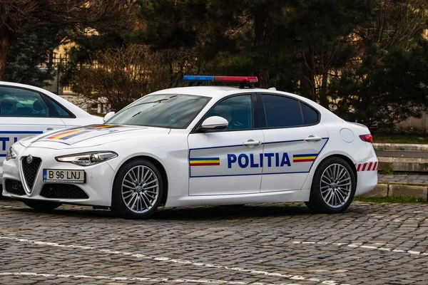 Alfa Romeo Giulia Polizeiauto Rumänische Polizei Politia Rutiera Bei Einem — Stockfoto