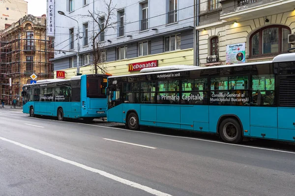 Бухарест Общественный Транспорт Stb Автобусы Бухаресте Румыния 2020 — стоковое фото