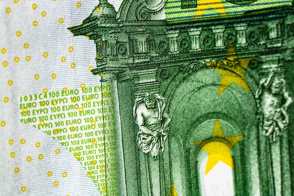 Selektiver Fokus Auf Die Details Der Euro Banknoten Makrodetails Von — Stockfoto