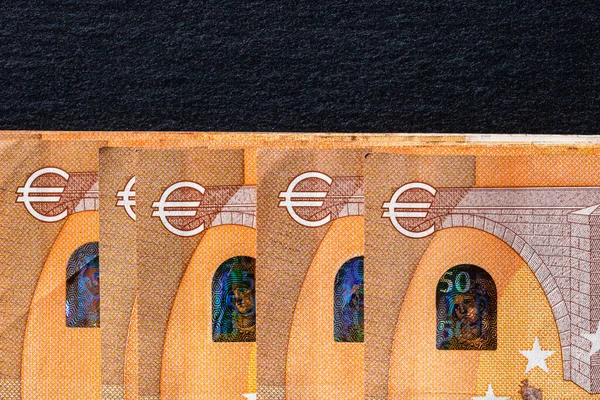 Selektiver Fokus Auf Die Details Der Euro Banknoten Makrodetails Von — Stockfoto