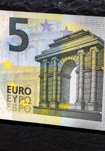 Selektiver Fokus Auf Die Details Der Euro Banknoten Makrodetails Von — Stockfoto