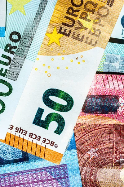 Närbild Eurosedlar Bakgrund Pengar Euro Isolerad — Stockfoto