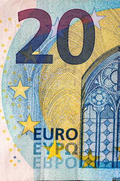 Focus Selettivo Sui Dettagli Delle Banconote Euro Dettaglio Ravvicinato Delle — Foto Stock