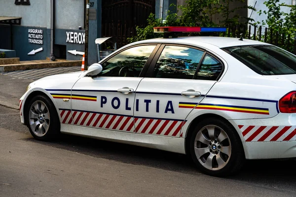 Roemeense Politie Politia Rutiera Auto Geparkeerd Langs Straat Het Centrum — Stockfoto