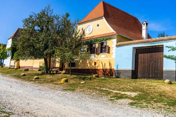 View Picturesque Village Viscri Romania Painted Traditional Old Houses Medieval — Stock Photo, Image